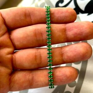 Sterling Silver Bracelet with Green Cubic Zirconia